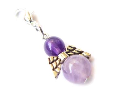 Amethyst Ametrin Schutzengelchen Charm Anhänger silber Karabinerhaken