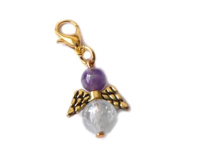 SCHÜTZE: Topas Amethyst Schutzengelchen Charm Anhänger Gold