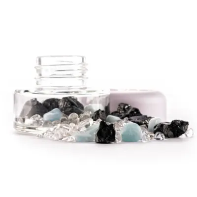 Edelsteinmix inu! CRYSTAL JAR | VISION aus Aquamarin - Schungit - Bergkristall