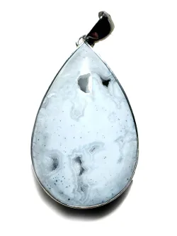 Achat Druzy weiß Edelstein Ketten Silber Tropfen Anhänger