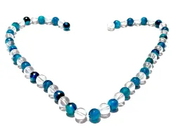 Achat blau Angel Aura weiß Edelsteinkette Halskette Collier Längenwahl