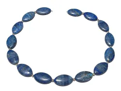 Lapislazuli blau oval Edelstein Kette mit Echtsilber Perlen Längenwahl