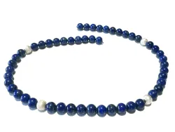 Lapislazuli blau mit Echtsilber Kugeln diamantiert Edelstein Kette Collier Halskette Längenwahl