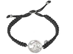 Makramee Armband schwarz geflochten mit Echtsilber OM Symbol