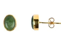 Jade nephrit grün Edelstein Ohrringe Ohrstecker 925 Echtsilber vergoldet