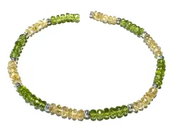 WAAGE: Peridot und Citrin Sternzeichen Armband mit Echtsilberperlen Längenwahl