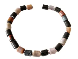 Sardonyx multicolor bunt Silberperlen Edelstein Halskette Kette