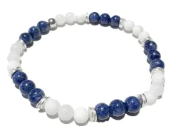 STEINBOCK: Lapislazuli Regenbogenmondstein Echtsilber Sternzeichen Stretch Edelstein Armband