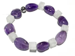 STEINBOCK: Amethyst Bergkristall Sternzeichen Stretch Edelstein Armband