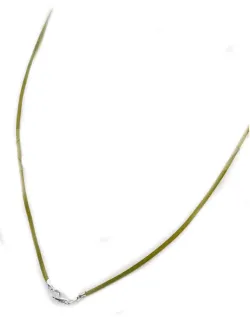 weiches Ziegen Lederband Lederkette khaki oliv mit Echsilber Karabinerhaken 45 cm